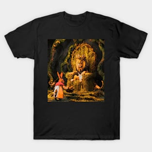 watercolor rabbit priest brings apples for lion T-Shirt